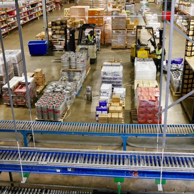 Birds eye view of the beer warehouse